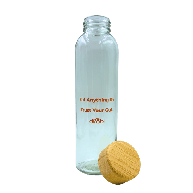 Dirobi Glass Water Bottle with Bamboo Lid (16 oz)