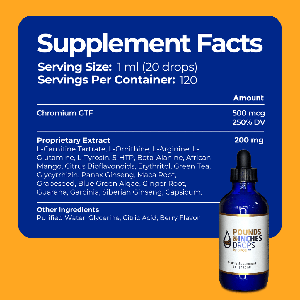Dirobi Supplement Pounds and Inches Drops | Weight Management with Chromium GTF