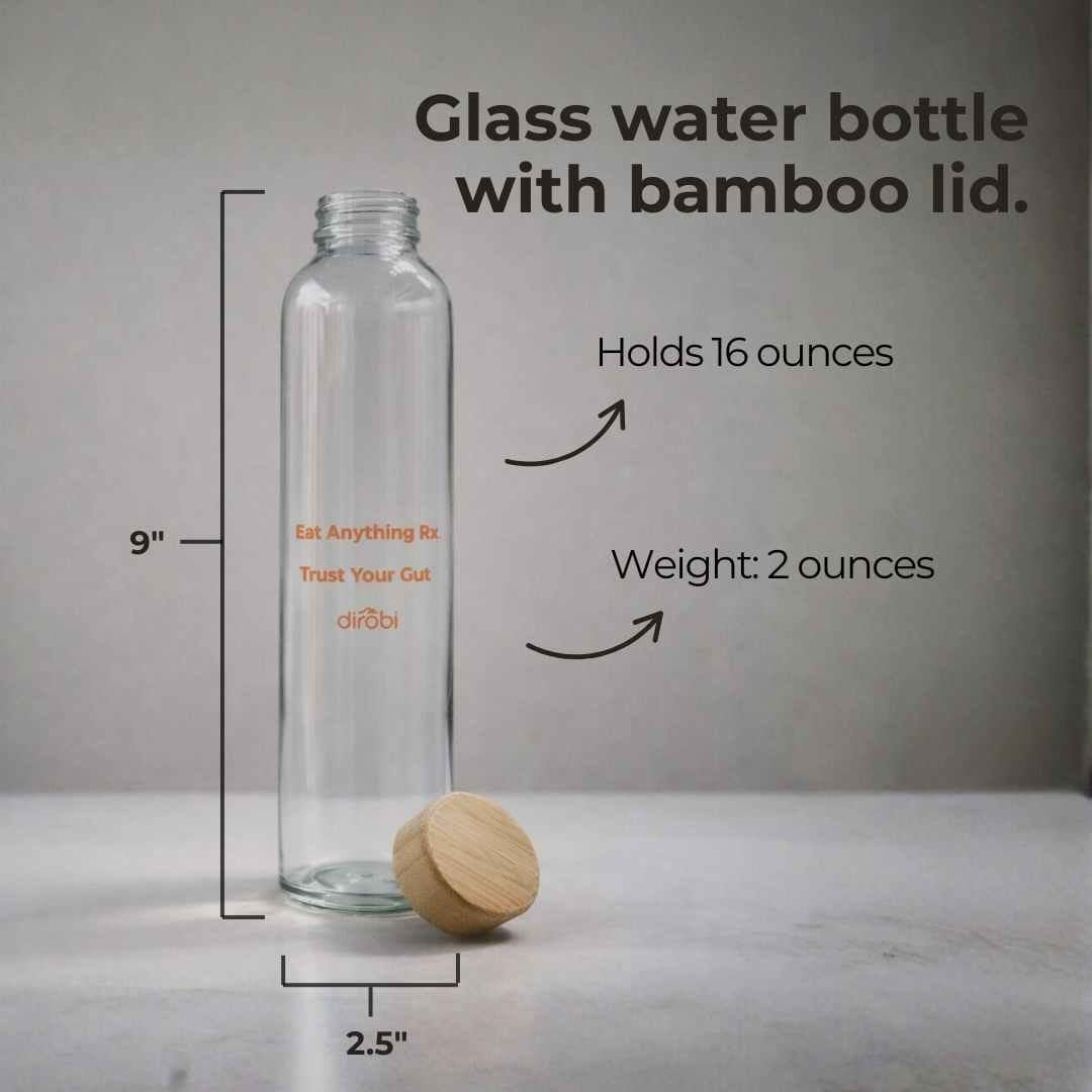 Dirobi Dirobi Glass Water Bottle with Bamboo Lid (16 oz)