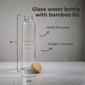 Dirobi Glass Water Bottle with Bamboo Lid (16 oz)