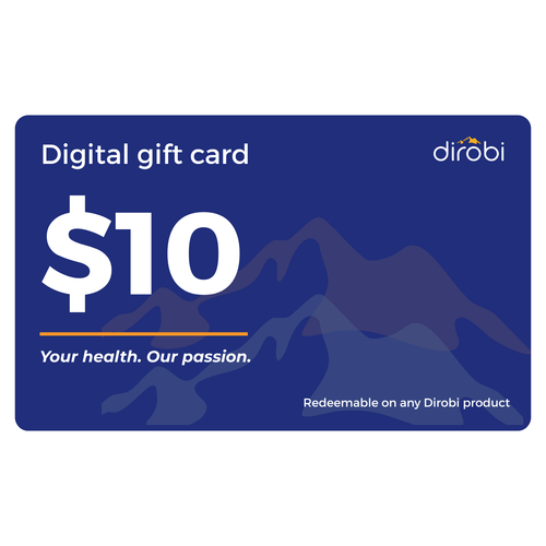 Dirobi digital gift card - available in $10, $25, $50 and $100 - never expires