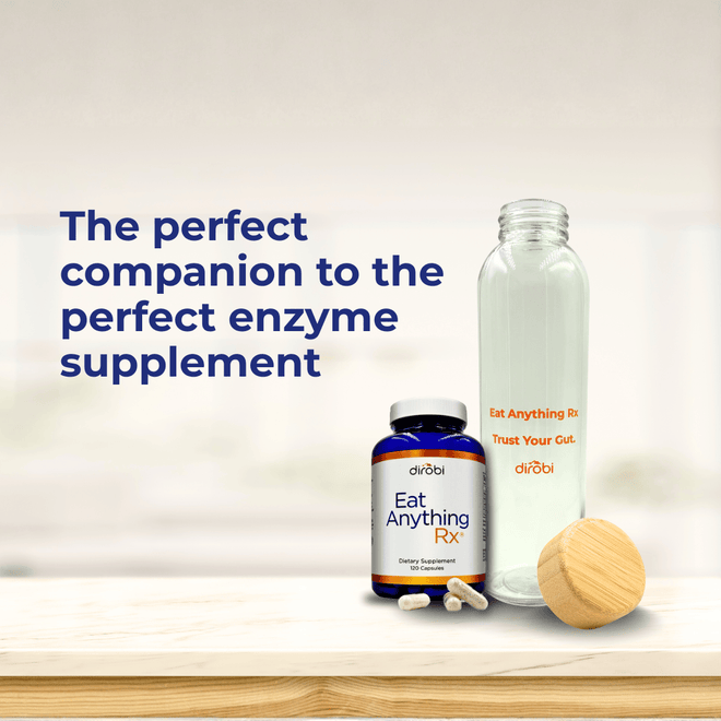 Dirobi Glass Water Bottle with Bamboo Lid (16 oz)