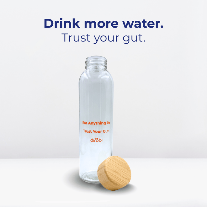 Dirobi Glass Water Bottle with Bamboo Lid (16 oz)