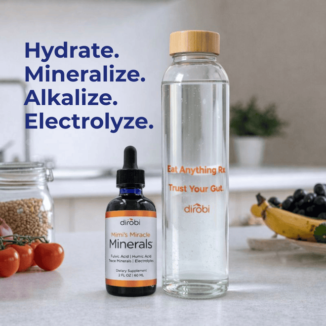 Dirobi Glass Water Bottle with Bamboo Lid (16 oz)